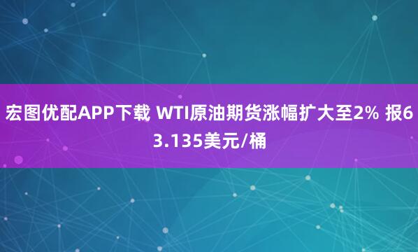 宏图优配APP下载 WTI原油期货涨幅扩大至2% 报63.135美元/桶