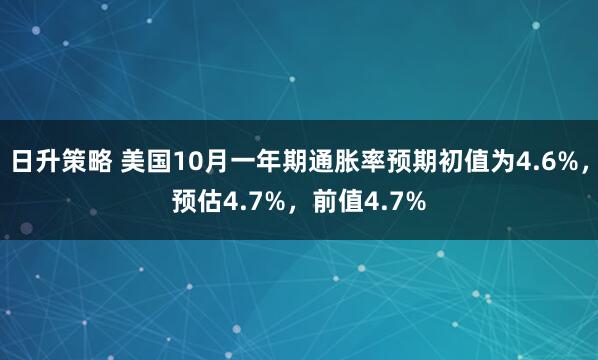 日升策略 美国10月一年期通胀率预期初值为4.6%，预估4.7%，前值4.7%