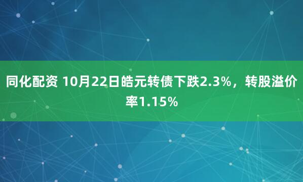 同化配资 10月22日皓元转债下跌2.3%，转股溢价率1.15%
