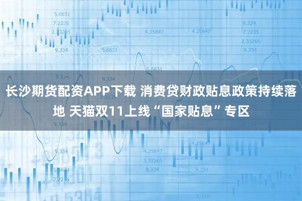 长沙期货配资APP下载 消费贷财政贴息政策持续落地 天猫双11上线“国家贴息”专区