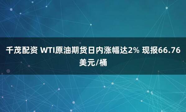千茂配资 WTI原油期货日内涨幅达2% 现报66.76美元/桶